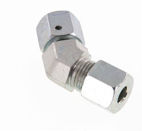 8S Codo de acero galvanizado de 45 grados con rótula 630 bar Junta tórica de NBR Cono de sellado ajustable ISO 8434-1