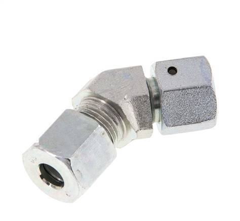 8S Codo de acero galvanizado de 45 grados con rótula 630 bar Junta tórica de NBR Cono de sellado ajustable ISO 8434-1