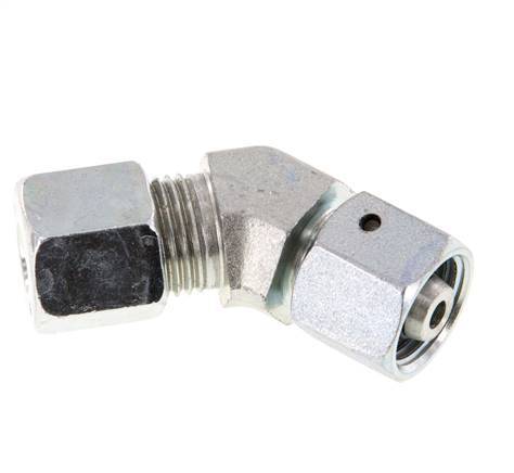 8S Codo de acero galvanizado de 45 grados con rótula 630 bar Junta tórica de NBR Cono de sellado ajustable ISO 8434-1