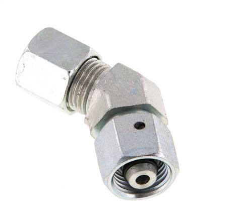 8S Codo de acero galvanizado de 45 grados con rótula 630 bar Junta tórica de NBR Cono de sellado ajustable ISO 8434-1
