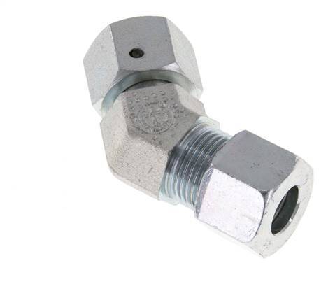 12S Codo de acero galvanizado de 45 grados con rótula 630 bar Junta tórica de NBR Cono de sellado ajustable ISO 8434-1