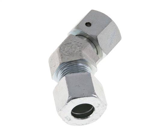 12S Codo de acero galvanizado de 45 grados con rótula 630 bar Junta tórica de NBR Cono de sellado ajustable ISO 8434-1