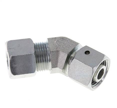 12S Codo de acero galvanizado de 45 grados con rótula 630 bar Junta tórica de NBR Cono de sellado ajustable ISO 8434-1