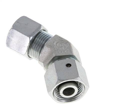 12S Codo de acero galvanizado de 45 grados con rótula 630 bar Junta tórica de NBR Cono de sellado ajustable ISO 8434-1