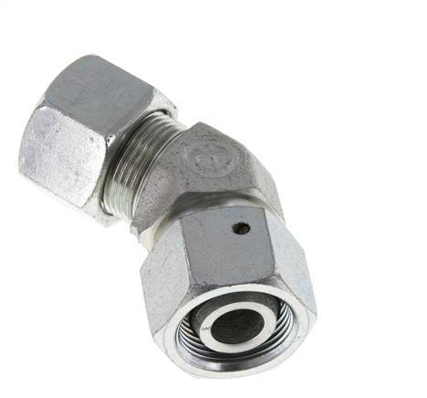 16S Codo de acero galvanizado de 45 grados con rótula de 400 bar Cono de cierre con junta tórica de NBR Ajustable ISO 8434-1