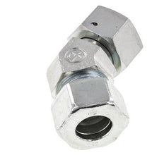 25S Codo de acero galvanizado de 45 grados con rótula de 400 bar Cono de cierre con junta tórica de NBR Ajustable ISO 8434-1