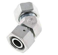 25S Codo de acero galvanizado de 45 grados con rótula de 400 bar Cono de cierre con junta tórica de NBR Ajustable ISO 8434-1
