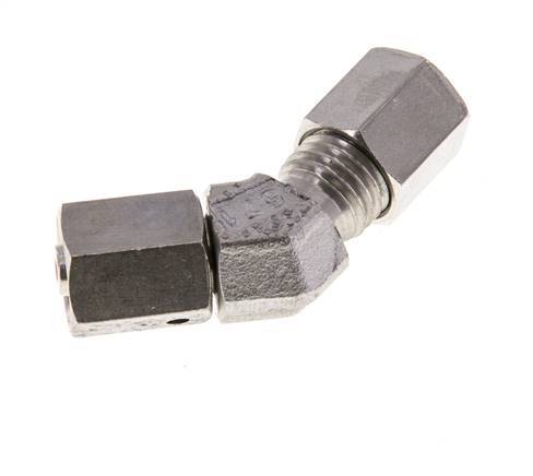 Accesorio de corte en codo de acero inoxidable de 45 grados con rótula 315 bar Cono de sellado con junta tórica de FKM ajustable ISO 8434-1