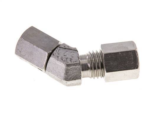 Accesorio de corte en codo de acero inoxidable de 45 grados con rótula 315 bar Cono de sellado con junta tórica de FKM ajustable ISO 8434-1
