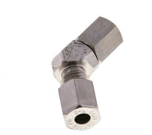Accesorio de corte en codo de acero inoxidable de 45 grados con rótula 315 bar Cono de sellado con junta tórica de FKM ajustable ISO 8434-1