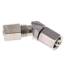 Accesorio de corte en codo de acero inoxidable de 45 grados con rótula 315 bar Cono de sellado con junta tórica de FKM ajustable ISO 8434-1