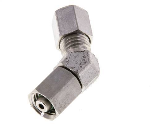 Accesorio de corte en codo de acero inoxidable de 45 grados con rótula 315 bar Cono de sellado con junta tórica de FKM ajustable ISO 8434-1