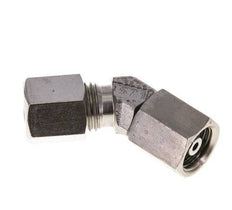 6S Codo de acero inoxidable de 45 grados con rótula de 630 bar Cono de sellado con junta tórica de FKM ajustable ISO 8434-1