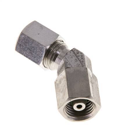 6S Codo de acero inoxidable de 45 grados con rótula de 630 bar Cono de sellado con junta tórica de FKM ajustable ISO 8434-1