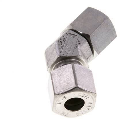 10S Codo de acero inoxidable de 45 grados con rótula de 630 bar Cono de sellado con junta tórica de FKM ajustable ISO 8434-1