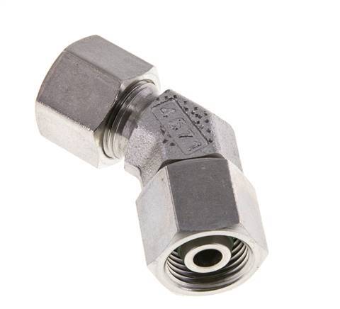 10S Codo de acero inoxidable de 45 grados con rótula de 630 bar Cono de sellado con junta tórica de FKM ajustable ISO 8434-1