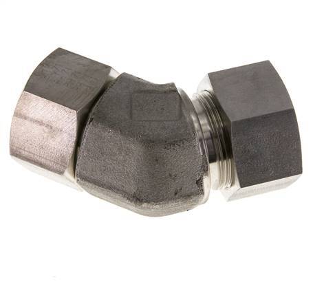 30S Accesorio de corte en codo de acero inoxidable de 45 grados con rótula 400 bar Cono de sellado con junta tórica de FKM ajustable ISO 8434-1