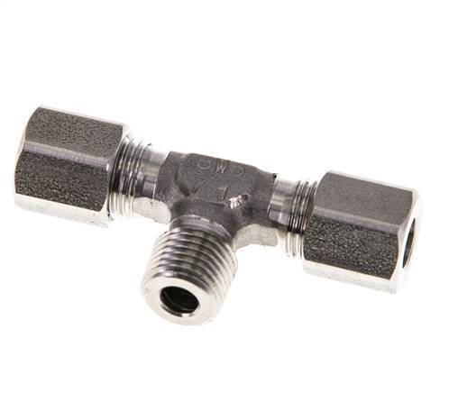 Accesorio de corte en T de acero inoxidable 6LL y M10x1 (con) con rosca macho 100 bar ISO 8434-1