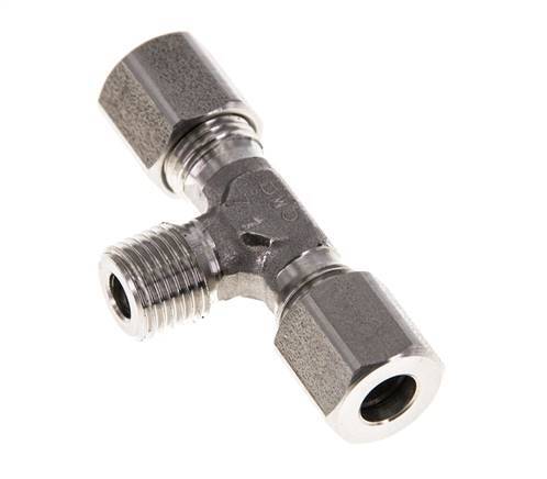 Accesorio de corte en T de acero inoxidable 6LL y M10x1 (con) con rosca macho 100 bar ISO 8434-1