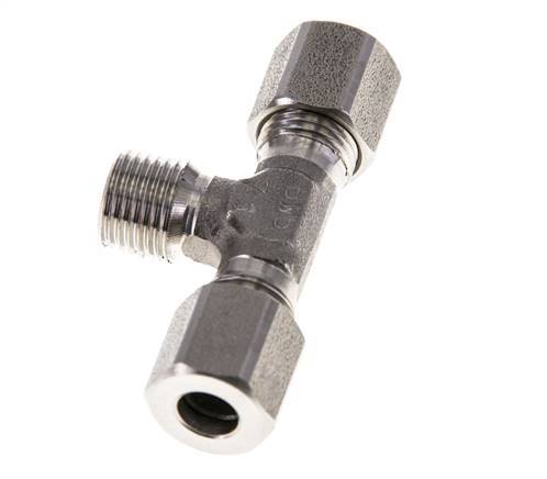 Accesorio de corte en T de acero inoxidable 6LL y M10x1 (con) con rosca macho 100 bar ISO 8434-1