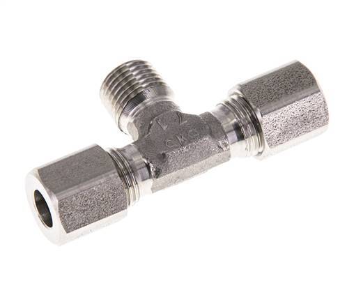 Accesorio de corte en T de acero inoxidable 6LL y M10x1 (con) con rosca macho 100 bar ISO 8434-1