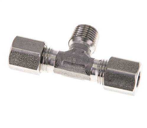 Accesorio de corte en T de acero inoxidable 6LL y M10x1 (con) con rosca macho 100 bar ISO 8434-1