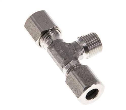 Accesorio de corte en T de acero inoxidable 6LL y M10x1 (con) con rosca macho 100 bar ISO 8434-1