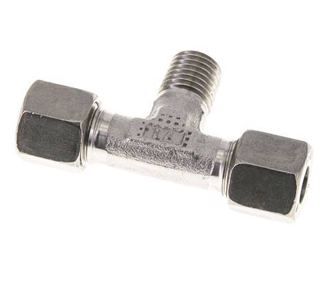 Accesorio de corte en T de acero inoxidable 8L y M12x1,5 (con) con rosca macho 315 bar ISO 8434-1