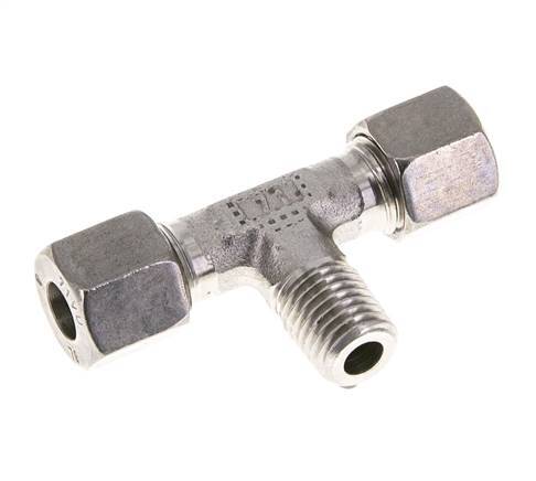 Accesorio de corte en T de acero inoxidable 8L y M12x1,5 (con) con rosca macho 315 bar ISO 8434-1