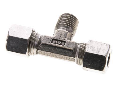 Accesorio de corte en T de acero inoxidable 10L y M14x1,5 (con) con rosca macho 315 bar ISO 8434-1