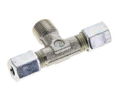 Racor de corte en T de acero galvanizado 4LL y R1/8'' con rosca macho 100 bar ISO 8434-1