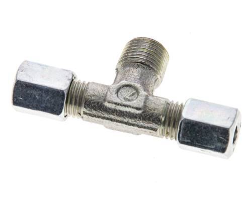 Racor de corte en T de acero galvanizado 4LL y R1/8'' con rosca macho 100 bar ISO 8434-1