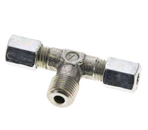 Racor de corte en T de acero galvanizado 4LL y R1/8'' con rosca macho 100 bar ISO 8434-1