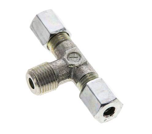 Racor de corte en T de acero galvanizado 4LL y R1/8'' con rosca macho 100 bar ISO 8434-1