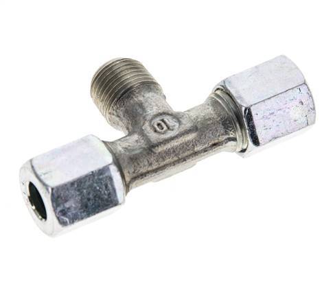 Racor de corte en T de acero galvanizado 6LL y R1/8'' con rosca macho 100 bar ISO 8434-1