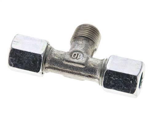 Racor de corte en T de acero galvanizado 6LL y R1/8'' con rosca macho 100 bar ISO 8434-1
