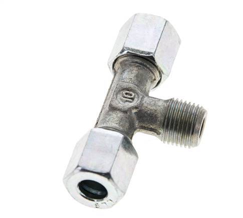 Racor de corte en T de acero galvanizado 6LL y R1/8'' con rosca macho 100 bar ISO 8434-1