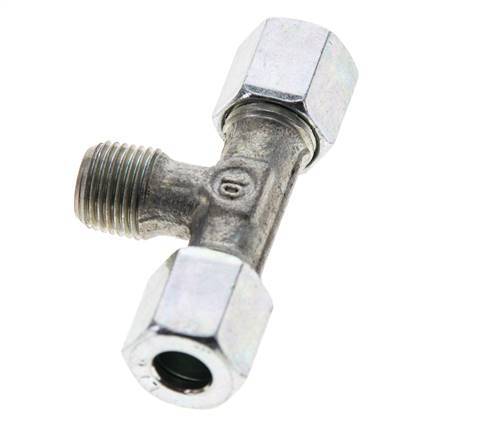 Racor de corte en T de acero galvanizado 6LL y R1/8'' con rosca macho 100 bar ISO 8434-1