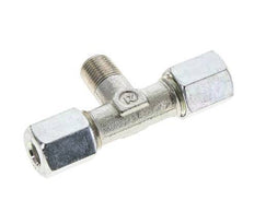 Racor en T de acero cincado 6L y R1/8'' con rosca macho 315 bar ISO 8434-1
