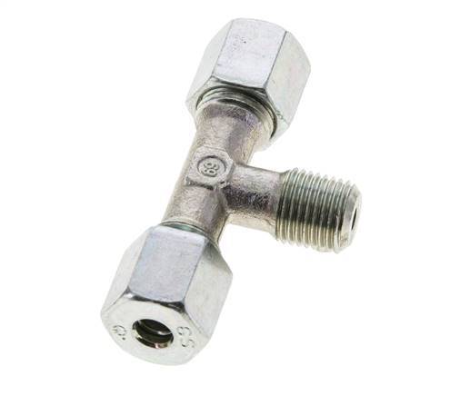 Accesorio de corte en T de acero galvanizado 6S y R1/4'' con rosca macho 630 bar ISO 8434-1