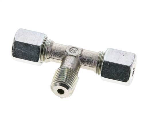 Accesorio de corte en T de acero galvanizado 6S y R1/4'' con rosca macho 630 bar ISO 8434-1