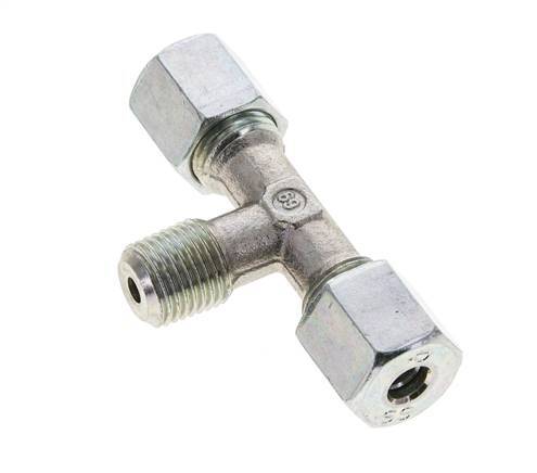 Accesorio de corte en T de acero galvanizado 6S y R1/4'' con rosca macho 630 bar ISO 8434-1
