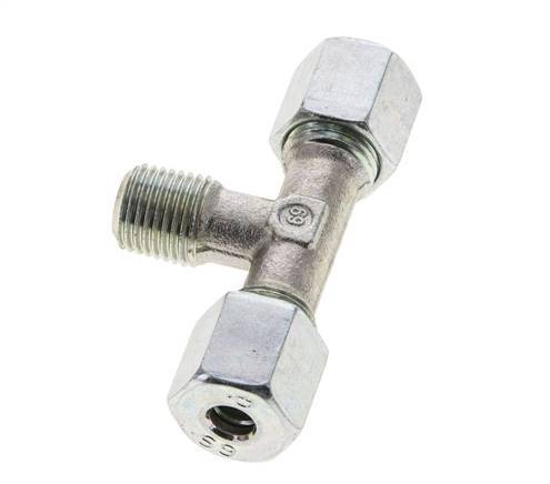 Accesorio de corte en T de acero galvanizado 6S y R1/4'' con rosca macho 630 bar ISO 8434-1
