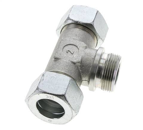 30S y G1-1/4'' Accesorio de corte en T de acero galvanizado con rosca macho 400 bar ISO 8434-1