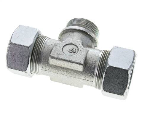 38S y G1-1/2'' Accesorio de corte en T de acero galvanizado con rosca macho 315 bar ISO 8434-1