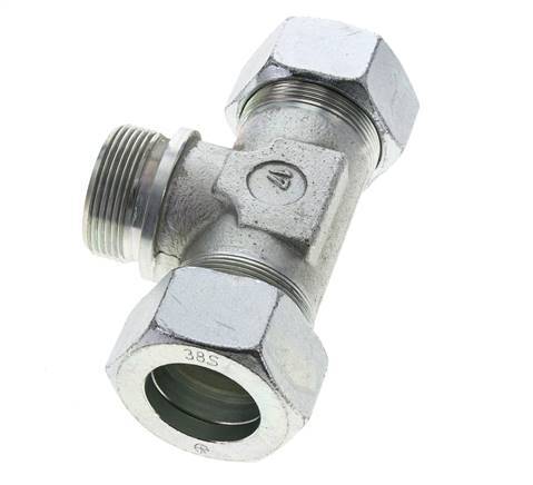 38S y G1-1/2'' Accesorio de corte en T de acero galvanizado con rosca macho 315 bar ISO 8434-1