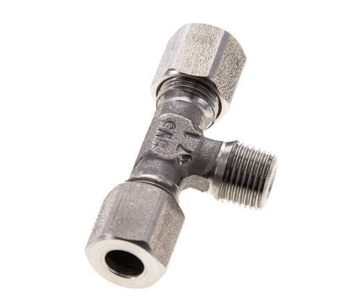 Accesorio de corte en T de acero inoxidable 6LL y R1/8'' con rosca macho 100 bar ISO 8434-1