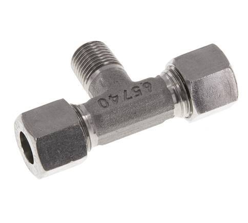 Accesorio de corte en T de acero inoxidable 10L y R1/4'' con rosca macho 315 bar ISO 8434-1
