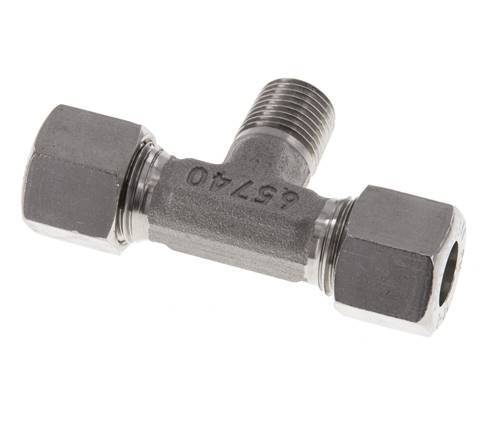 Accesorio de corte en T de acero inoxidable 10L y R1/4'' con rosca macho 315 bar ISO 8434-1