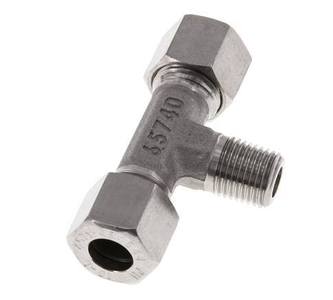 Accesorio de corte en T de acero inoxidable 10L y R1/4'' con rosca macho 315 bar ISO 8434-1